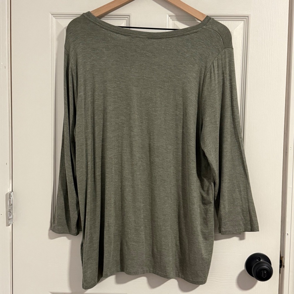 Jane and Delancey Blouse Women XL Green Tunic Minimalist Modern Boho Casual Chic - Picture 2 of 8